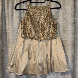 Juniors Cream Two Piece Sequin Dress